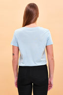 Kadın Boyfriend Bisiklet Yaka Regular Fit Modal Tişört (TENCEL)™ - Gök Mavisi