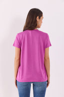 Kadın Boyfriend Bisiklet Yaka Regular Fit Modal Tişört (TENCEL)™ - LEYLAK