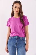 Kadın Boyfriend Bisiklet Yaka Regular Fit Modal Tişört (TENCEL)™ - LEYLAK