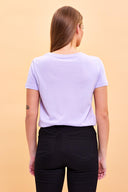 Kadın Boyfriend Bisiklet Yaka Regular Fit Modal Tişört (TENCEL)™ - Lila