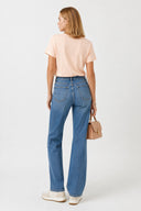 Boyfriend Bisiklet Yaka Regular Fit Modal Tişört(TENCEL)(TM)-Pembe