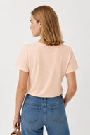 Boyfriend Bisiklet Yaka Regular Fit Modal Tişört(TENCEL)(TM)-Pembe