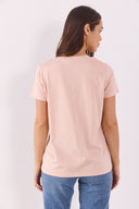 Kadın Boyfriend Bisiklet Yaka Regular Fit Modal Tişört (TENCEL)™ - Pudra