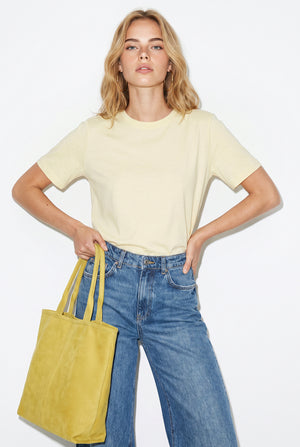 Boyfriend Bisiklet Yaka Regular Fit Modal Tişört(TENCEL)(TM)-Sarı