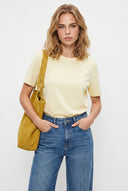 Boyfriend Bisiklet Yaka Regular Fit Modal Tişört(TENCEL)(TM)-Sarı