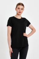 Kadın Boyfriend Bisiklet Yaka Regular Fit Modal Tişört (TENCEL)™ - Siyah