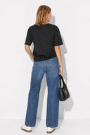 Boyfriend Bisiklet Yaka Regular Fit Modal Tişört(TENCEL)(TM)-Siyah