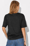Boyfriend Bisiklet Yaka Regular Fit Modal Tişört(TENCEL)(TM)-Siyah