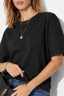 Boyfriend Bisiklet Yaka Regular Fit Modal Tişört(TENCEL)(TM)-Siyah