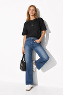 Boyfriend Bisiklet Yaka Regular Fit Modal Tişört(TENCEL)(TM)-Siyah