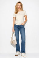 Boyfriend Bisiklet Yaka Regular Fit Modal Tişört(TENCEL)(TM)-Taş