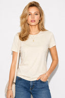Boyfriend Bisiklet Yaka Regular Fit Modal Tişört(TENCEL)(TM)-Taş