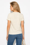 Boyfriend Bisiklet Yaka Regular Fit Modal Tişört(TENCEL)(TM)-Taş