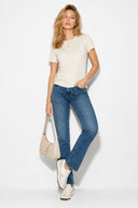 Boyfriend Bisiklet Yaka Regular Fit Modal Tişört(TENCEL)(TM)-Taş