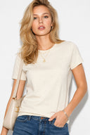 Boyfriend Bisiklet Yaka Regular Fit Modal Tişört(TENCEL)(TM)-Taş