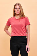 Kadın Boyfriend Bisiklet Yaka Regular Fit Modal Tişört (TENCEL)™ - Terracotta