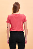 Kadın Boyfriend Bisiklet Yaka Regular Fit Modal Tişört (TENCEL)™ - Terracotta