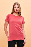Kadın Boyfriend Bisiklet Yaka Regular Fit Modal Tişört (TENCEL)™ - Terracotta