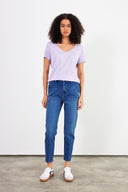 Kadın Boyfriend V Yaka Regular Fit Modal Tişört (TENCEL)™ - Lila