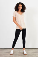 Kadın Boyfriend V Yaka Regular Fit Modal Tişört (TENCEL)™ - Kum