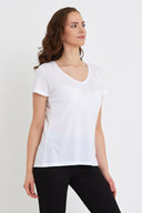 Kadın Boyfriend V Yaka Regular Fit Modal Tişört (TENCEL)™ - Beyaz