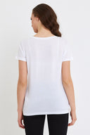 Kadın Boyfriend V Yaka Regular Fit Modal Tişört (TENCEL)™ - Beyaz