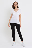 Kadın Boyfriend V Yaka Regular Fit Modal Tişört (TENCEL)™ - Beyaz