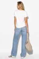 Boyfriend V Yaka Regular Fit Modal Tişört(TENCEL)(TM)-Beyaz