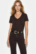 Boyfriend V Yaka Regular Fit Modal Tişört(TENCEL)(TM)-Kahverengi