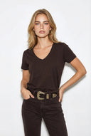 Boyfriend V Yaka Regular Fit Modal Tişört(TENCEL)(TM)-Kahverengi