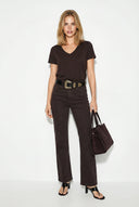 Boyfriend V Yaka Regular Fit Modal Tişört(TENCEL)(TM)-Kahverengi