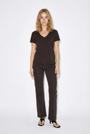 Boyfriend V Yaka Regular Fit Modal Tişört(TENCEL)(TM)-Kahverengi
