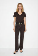 Boyfriend V Yaka Regular Fit Modal Tişört(TENCEL)(TM)-Kahverengi