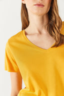 Kadın Boyfriend V Yaka Regular Fit Modal Tişört (TENCEL)™ - Kayısı