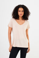 Kadın Boyfriend V Yaka Regular Fit Modal Tişört (TENCEL)™ - Kum