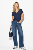 Boyfriend V Yaka Regular Fit Modal Tişört(TENCEL)(TM)-Lacivert