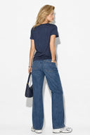 Boyfriend V Yaka Regular Fit Modal Tişört(TENCEL)(TM)-Lacivert