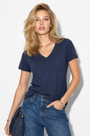 Boyfriend V Yaka Regular Fit Modal Tişört(TENCEL)(TM)-Lacivert