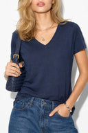 Boyfriend V Yaka Regular Fit Modal Tişört(TENCEL)(TM)-Lacivert