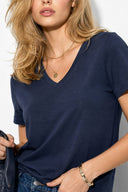 Boyfriend V Yaka Regular Fit Modal Tişört(TENCEL)(TM)-Lacivert
