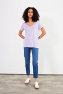 Kadın Boyfriend V Yaka Regular Fit Modal Tişört (TENCEL)™ - Lila