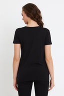 Kadın Boyfriend V Yaka Regular Fit Modal Tişört (TENCEL)™ - Siyah