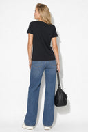 Boyfriend V Yaka Regular Fit Modal Tişört(TENCEL)(TM)-Siyah