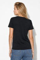 Boyfriend V Yaka Regular Fit Modal Tişört(TENCEL)(TM)-Siyah