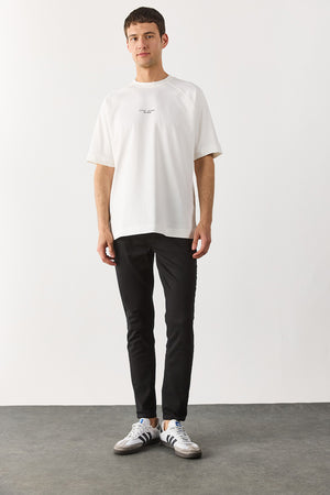 Erkek Brand Baskılı Bisiklet Yaka Regular Fit Tişört %100 Pamuk - Fildişi