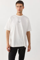 Erkek Brand Baskılı Bisiklet Yaka Regular Fit Tişört %100 Pamuk - Fildişi