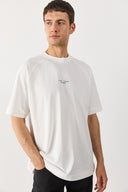 Erkek Brand Baskılı Bisiklet Yaka Regular Fit Tişört %100 Pamuk - Fildişi