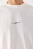 Erkek Brand Baskılı Bisiklet Yaka Regular Fit Tişört %100 Pamuk - Fildişi