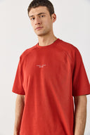 Erkek Brand Baskılı Bisiklet Yaka Regular Fit Tişört %100 Pamuk - Kiremit