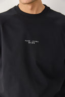 Erkek Brand Baskılı Bisiklet Yaka Regular Fit Tişört %100 Pamuk - Siyah